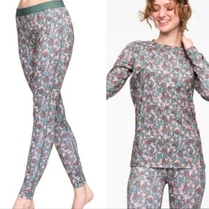 Kari Traa Fryd Floral Baselayer Set Green Pink Top S Legging M